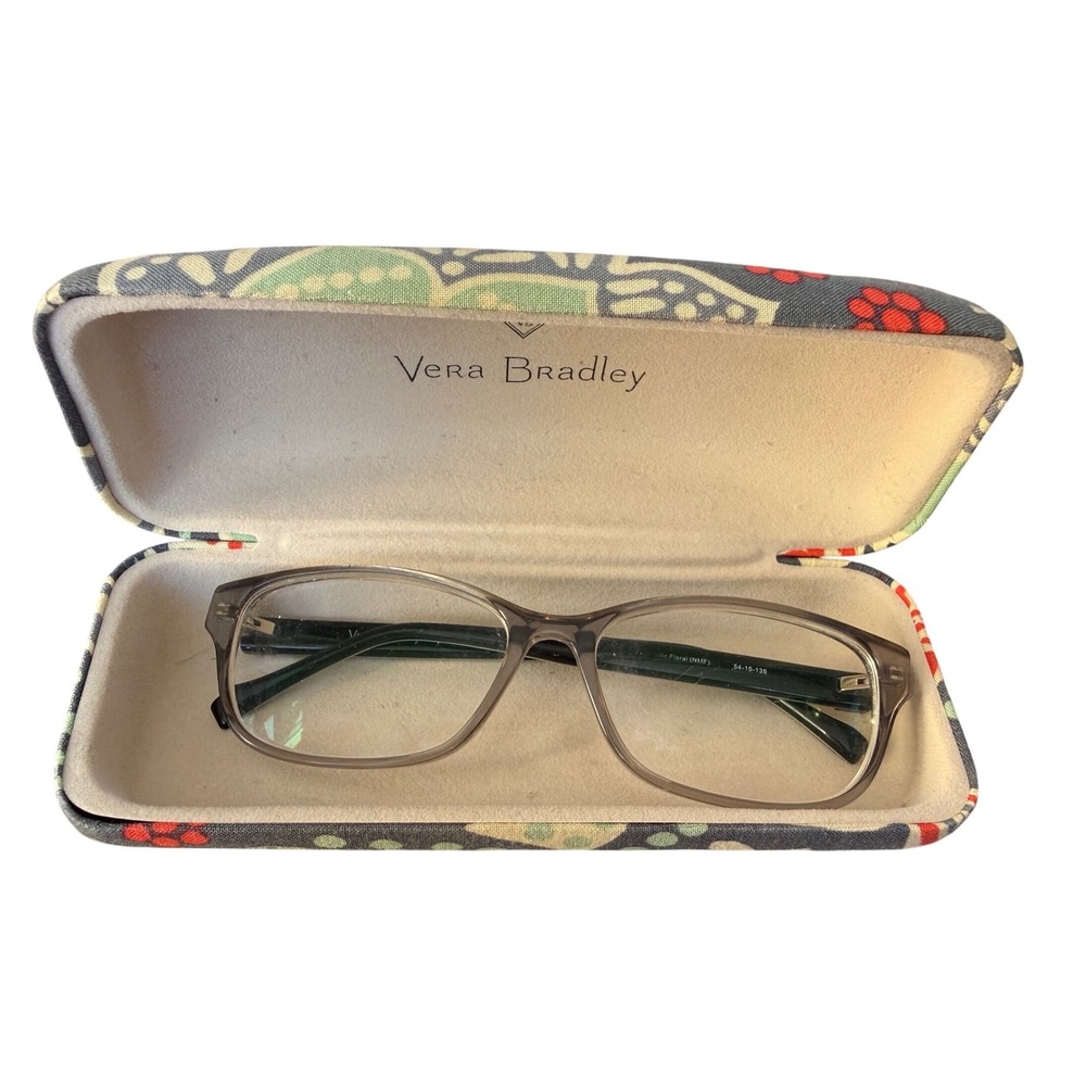 Vera Bradley‎ Womens Grey Nomadic Floral Paisley Eyeglass Frames with Hard Case
